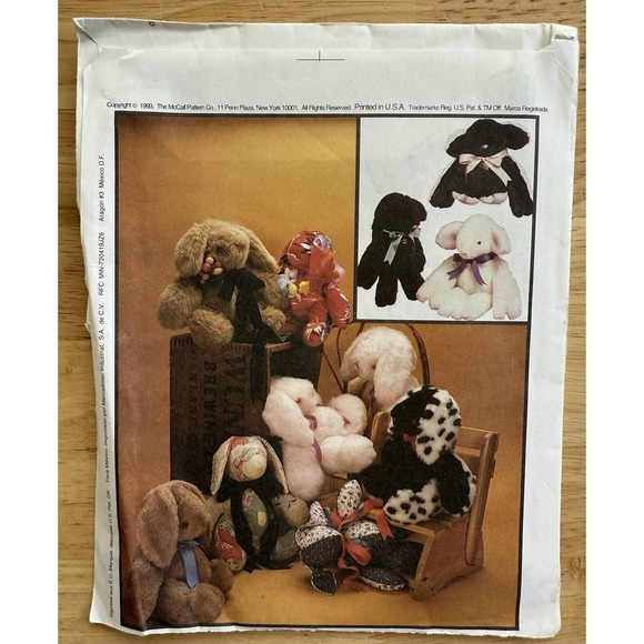 Carol's Zoo McCall's 6907 Crafts‎ Plush Pattern For 16" Bear, Rabbit, Lamb UC FF - Picture 2 of 4